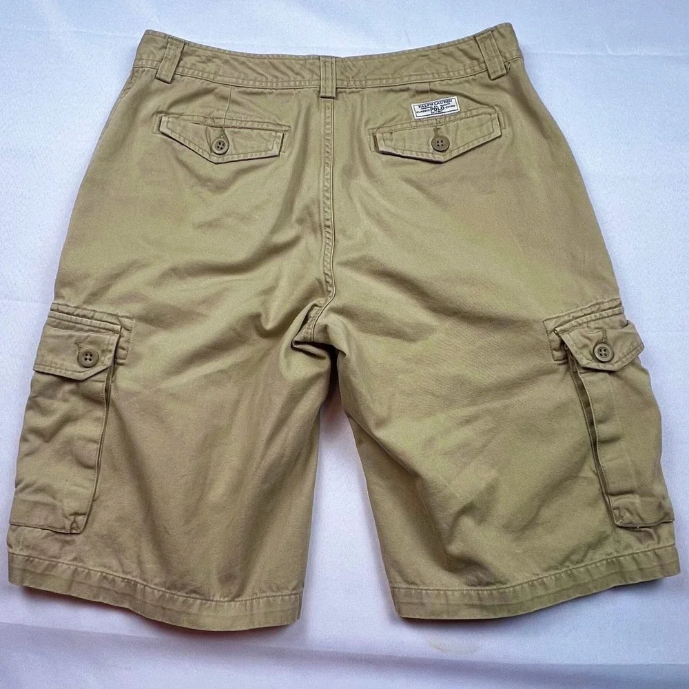 Polo Ralph Lauren Cargo Shorts Classic Chino Beige Cotton Mens Size 20‎
